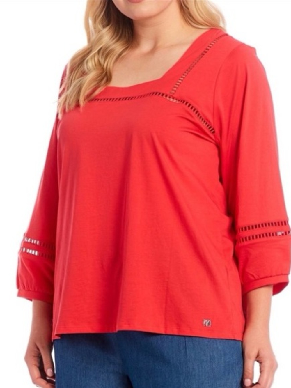 5/$25 Calvin Klein Square Neck Crochet Detail Top Size Medium